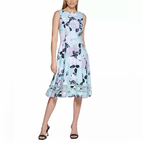 Calvin Klein Dresses & Skirts - Calvin Klein Floral Print Illusion Hem Midi Dress Size 14 Spring Easter Church